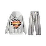 Комплект (Серый топ Photinia + Светло-синие джинсы)