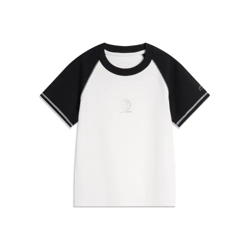 LINING Sports Trend Series Реглан-рукав Т-рубашка Женская Айвори Черный