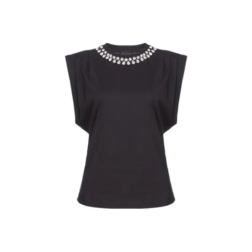 PINKO T-рубашка с DOPPIO вышивкой блестящая женская черная