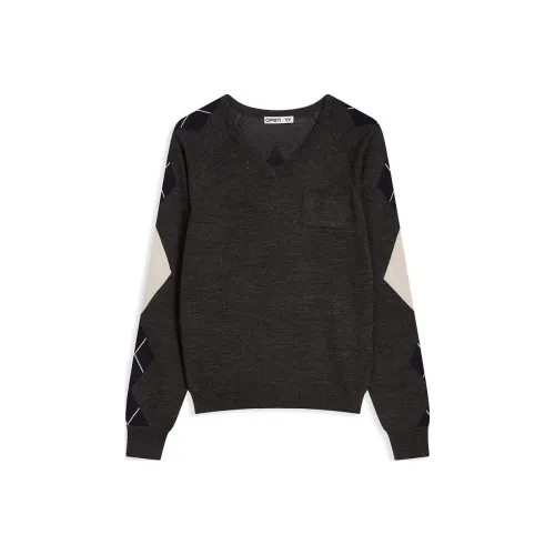 OPEN YY Argyle V-Neck KNIT Свитер Женские Угольно-серый