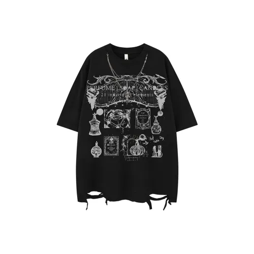 BEAR UNION Рукав с оборванным плечом T-рубашка Унисекс Черный