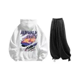 Комплект одежды (Белый топ + Черные повседневные штаны)