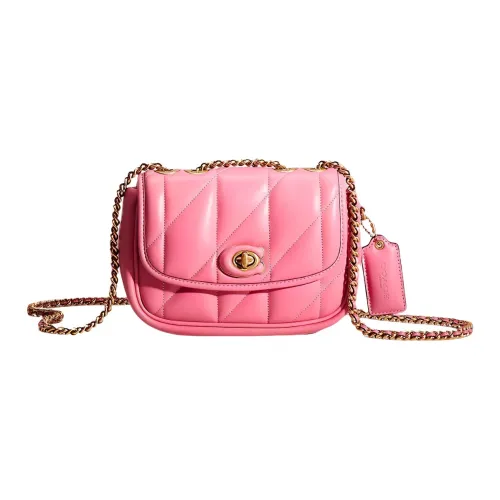 COACH Pillow Напп Кожа Сумка через плечо Сумка на плечо Женская Petunia Розовый