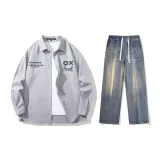 Set (Gray Top + Nostalgic Blue Jeans)  
Комплект (Серый топ + Ностальгические синие джинсы)