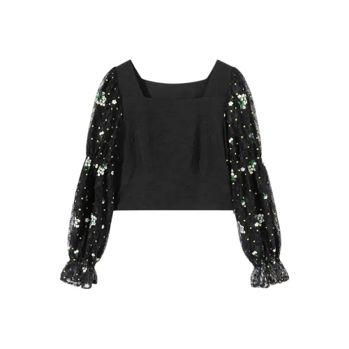 EICHITOO Crop Top Женские Черная отделка