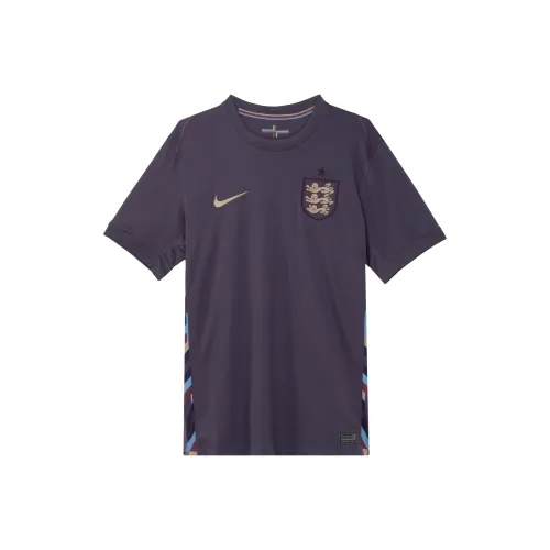 nike Dri Fit Футбол Джерси Сезон 2024 25 Англия Команда Мужской Темно-фиолетовый Кунжутно-коричневый