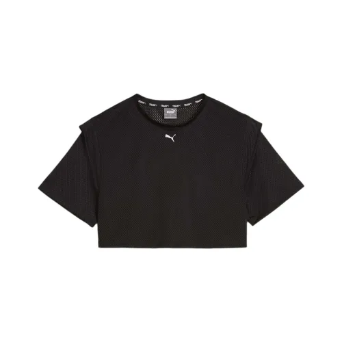 PUMA FIT Сетка Женские Crop Tee T Рубашка Женские Черный