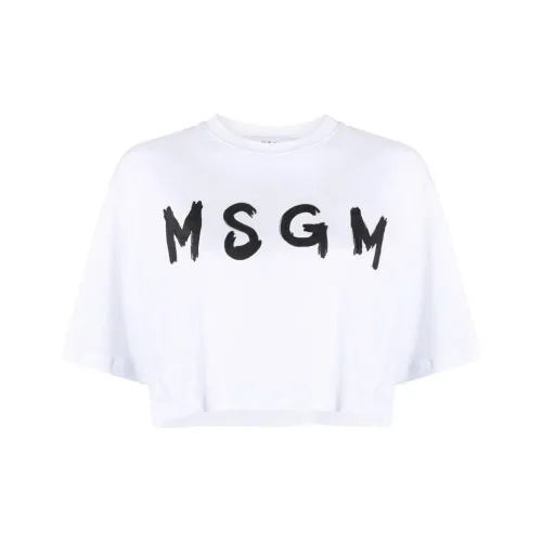 MSGM Т-рубашка с оборванным рукавом женская белая