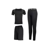 Комплект одежды (Черный топ + Черные шорты + Черные штаны)