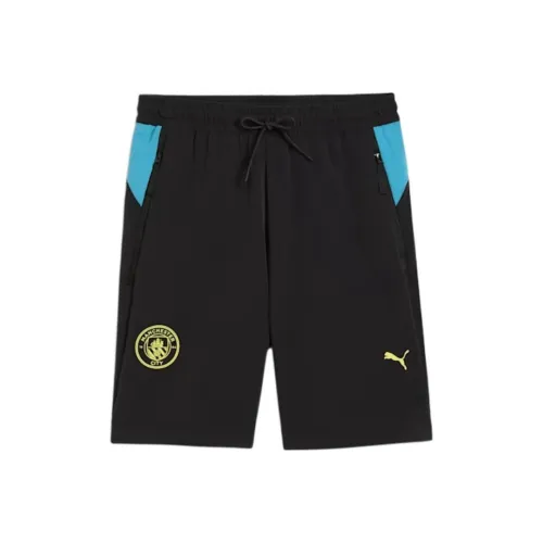 PUMA Manchester City TECH 6' Плетеные шорты Мужские Повседневные шорты Черный Демон Синий
