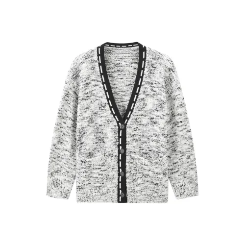 LEDIN Свитер Женские Черный Белый Гороховый Узор