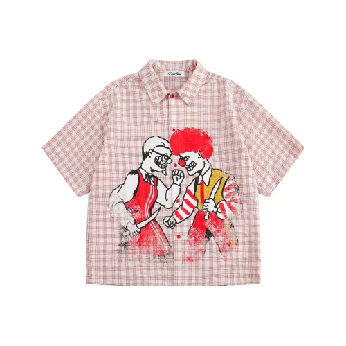 DOH STORE Рубашка Унисекс Красная Белая Клетка