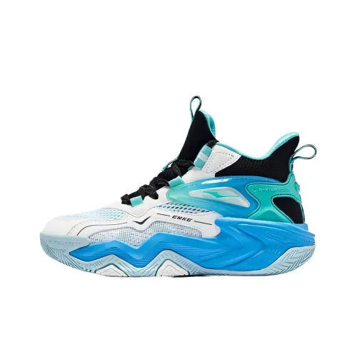 Erke Raid Детские баскетбольные кроссовки High Top Микрокристаллический Белый Школьный возраст