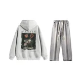 Комплект (Серый топ Photinia + Светло-синие джинсы)