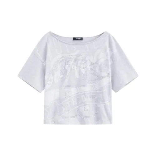 Ed Hardy T-рубашка Женская Без рисунка Чистый Серый