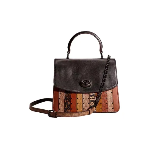 COACH Паркер Кожа Сумка через плечо Сумка Средний Женские Multiple Черный Олово Коричневый
