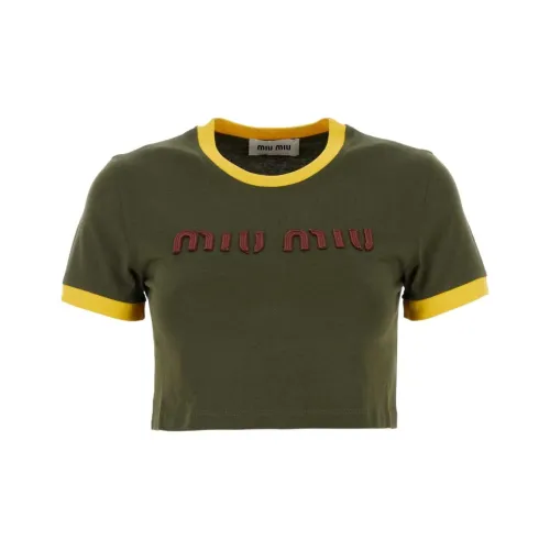 MIU MIU SS24 Стандартная T-рубашка Женская Зеленая