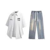 Set (White Shirt + Vintage Blue Jeans)  
Комплект (Белая рубашка + Винтажные синие джинсы)