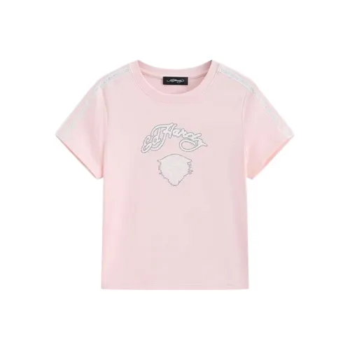 Ed Hardy T-рубашка женская цвет вишневый цветок розовый