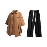 Комплект (Кофейная рубашка + черные джинсы)