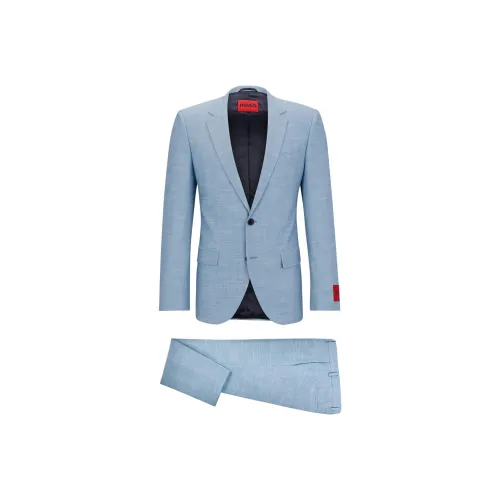 Hugo Boss SS24 Slim Fit Костюм с узором эластичная ткань бизнес-костюм мужской светло-синий