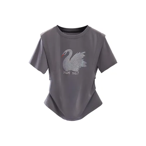 SIBAISHE Темно-серый Женские T-рубашки