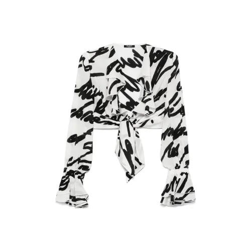 BALMAIN FW24 CROP TOP Женские Черный Белый