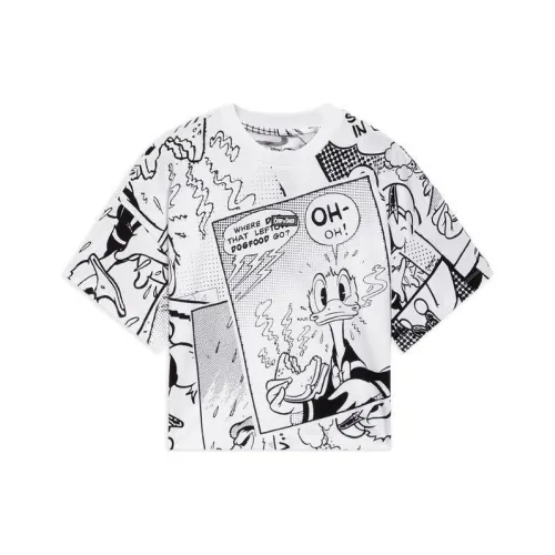 LiNing x Disney Рукав с спущенным плечом T-рубашка Женская Черно-белая