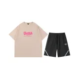 Серый Белый Короткий Рукав + Темно-Серые Шорты