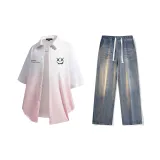 Set (White Pink Shirt + Nostalgic Blue Jeans)  
Комплект (Белая Розовая Рубашка + Ностальгические Синие Джинсы)