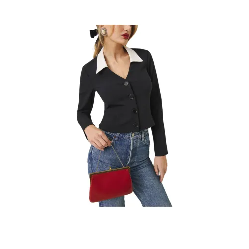 REFORMATION Pia KNIT Топ CROP TOP Женские Черный