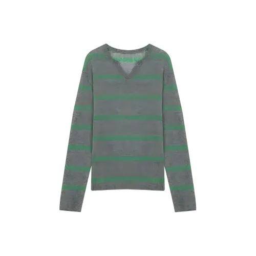 SOLIGHTER Свитер Женский Серый Зеленый Полосы