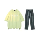 Комплект одежды (Лимонный топ + Винтажные синие штаны)