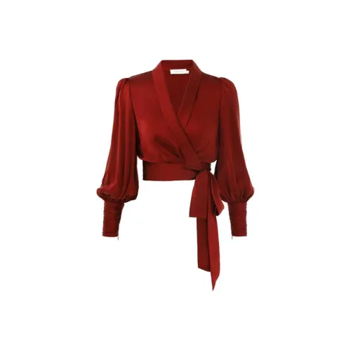 Zimmermann FW24 CROP TOP Женский Бордовый