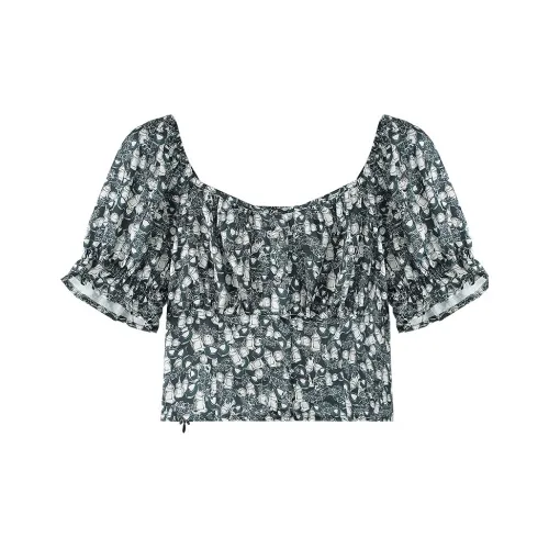 THE SEA LIFE Рукав буф T Рубашка Женская Еловый зеленый