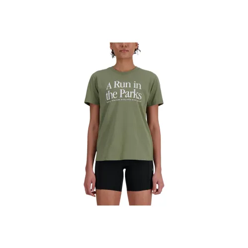 New Balance T-Shirt Женская Оливковая