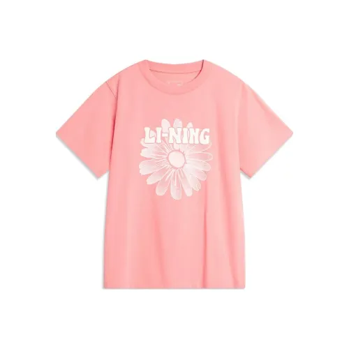 LINING Sports Life Collection Рукав с оборванным плечом T-рубашка Женская Camellia Розовый