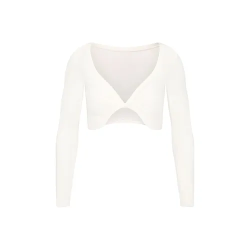 SKIMS Хлопок TWIST Длинный рукав Укороченный топ CROP TOP Женский Мраморный Мраморный