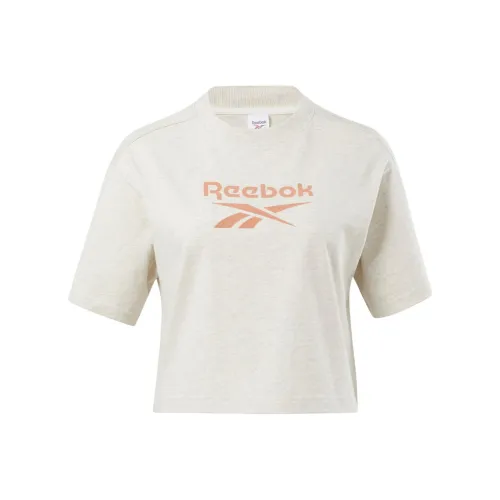 Reebok CL PF Большой Логотип Crop Tee T-рубашка Женская Белая