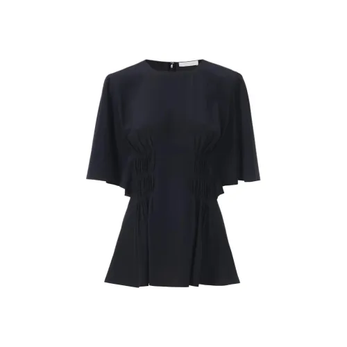 Chloe Панель Рукав Топ T Рубашка Женская Чернила Морской Синий
