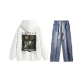 Комплект (Белый топ + Темно-синие джинсы)