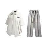 Комплект (Абрикосовая рубашка + Светло-синие джинсы)