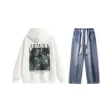 Комплект (Белый топ + Темно-синие джинсы)