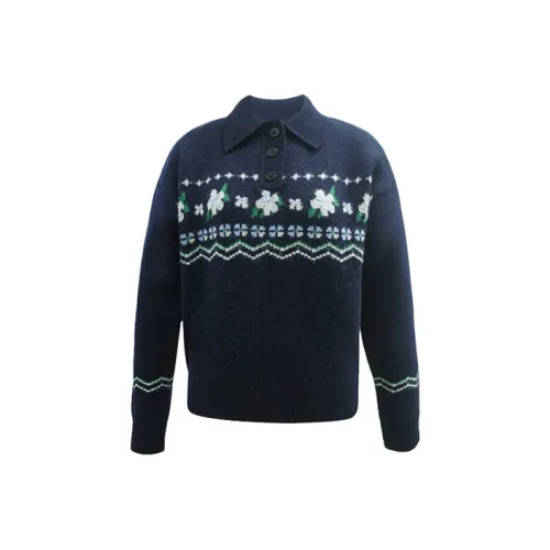 Even Vintage Свободный крой Свитер Женский Темно-синий