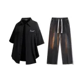 Комплект одежды (Черная рубашка + Черные джинсы)