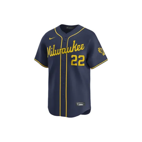 nike Christian Yelich Milwaukee Brewers Футбол Джерси Мужской Морской синий