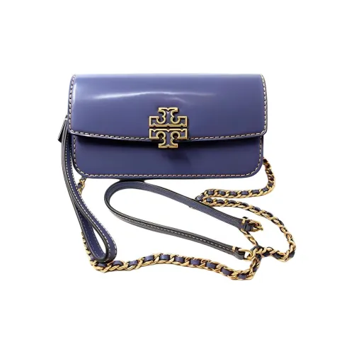 TORY BURCH Britten Лакированная кожа и золото металл сумка через плечо кошелек женский темно-синий