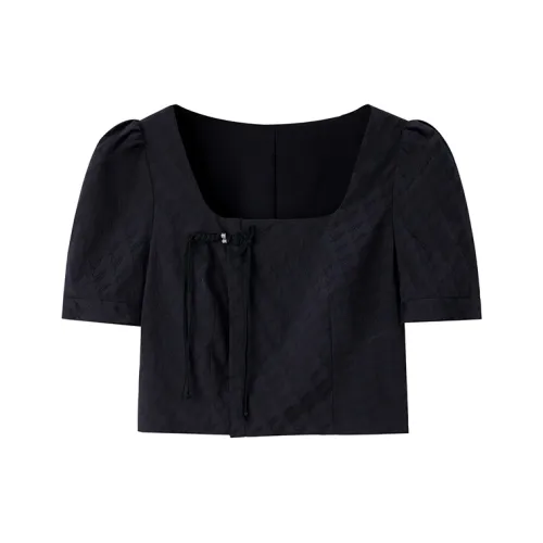 PEACEBIRD Черный Женские Короткие Топы