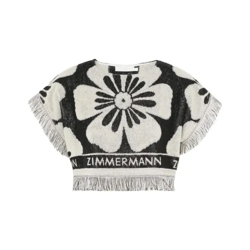 Zimmermann SS24 CROP TOP Женские Черный Frost