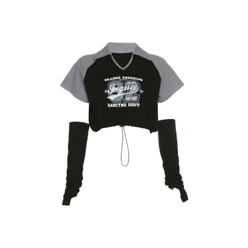 Черный и серый с рукавами gaiters женские футболки